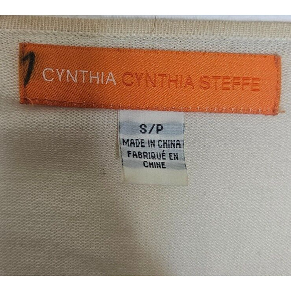 Cynthia Steffe Cardigan Sweater Womens Small Ivory Gold Beaded Silk Coquette - Picture 5 of 11